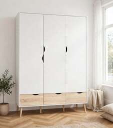 Oslo Wardrobe 3 Doors 3 Drawers in White and Oak - thumbnail 3