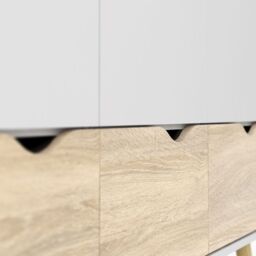 Oslo Wardrobe 3 Doors 3 Drawers in White and Oak - thumbnail 4
