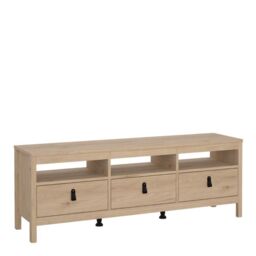 Barcelona TV Unit 3 Drawers in Jackson Hickory Oak - thumbnail 4