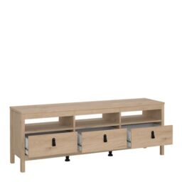 Barcelona TV Unit 3 Drawers in Jackson Hickory Oak - thumbnail 3