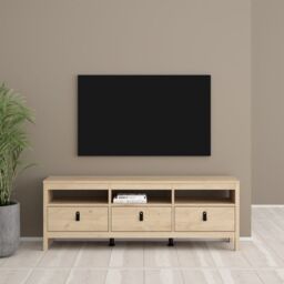 Barcelona TV Unit 3 Drawers in Jackson Hickory Oak - thumbnail 2