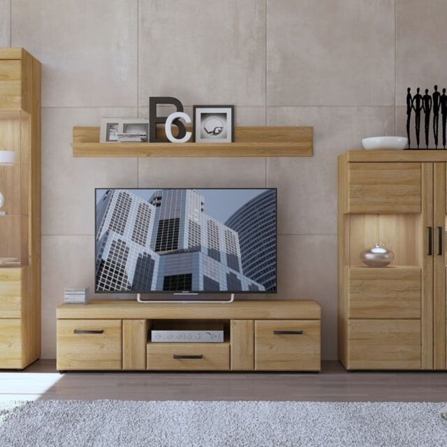 Cortina Wide TV Cabinet with 2 Doors and 1 Drawer in Grandson Oak Finish - image 1