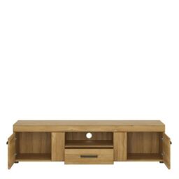 Cortina Wide TV Cabinet with 2 Doors and 1 Drawer in Grandson Oak Finish - thumbnail 4