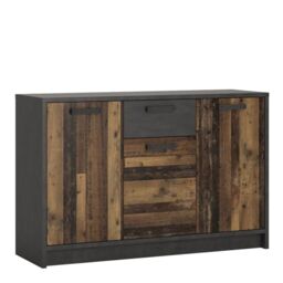 Brooklyn Cabinet 3 Doors and 1 Drawer Walnut and Dark Grey - thumbnail 4