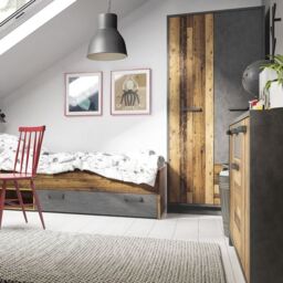 Brooklyn Cabinet 3 Doors and 1 Drawer Walnut and Dark Grey - thumbnail 2
