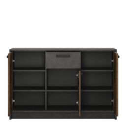 Brooklyn Cabinet 3 Doors and 1 Drawer Walnut and Dark Grey - thumbnail 3