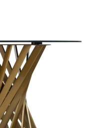 Pembroke Hourglass Dining Table – Black Glass & Gold - thumbnail 4