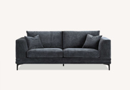 Aluxo Lenox Sofa Range in Sophisticated Steel Velvet - 3 SEATER