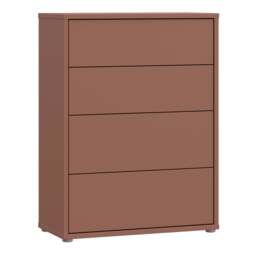 Alice Springs 4 Drawer Chest with Push-to-Open Drawers in Terracotta