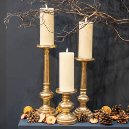 A Flameless Classic: Natural Glow 3x8 Cream Wax LED Candle - thumbnail 1