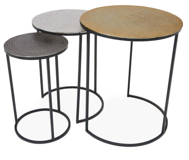 Calypso Hammered Metal Tables – Nest of Three - image 1