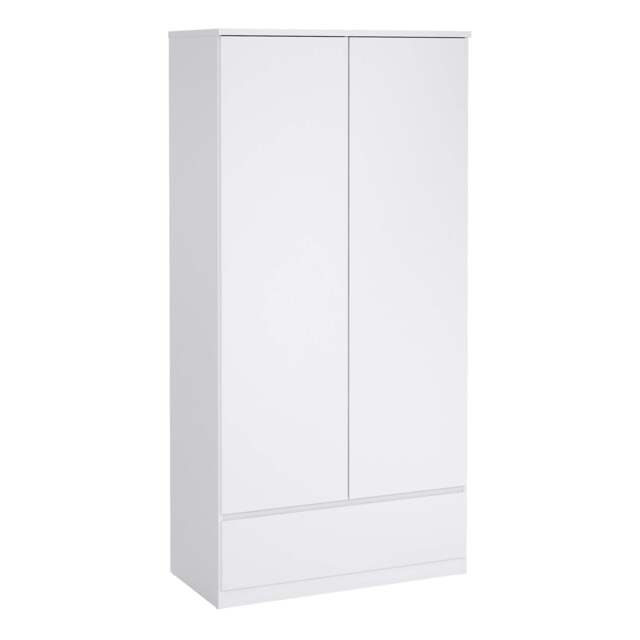 Naia Wardrobe with 2 Doors 1 Drawer in White High Gloss - image 1