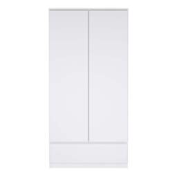 Naia Wardrobe with 2 Doors 1 Drawer in White High Gloss - thumbnail 2