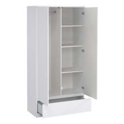 Naia Wardrobe with 2 Doors 1 Drawer in White High Gloss - thumbnail 4