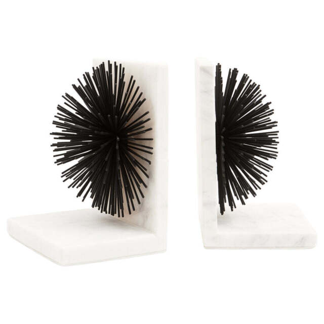 Breeze Set of Two Black Finish Starburst Bookends - image 1