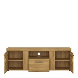 Cortina 2 Door 1 Drawer Tall TV Cabinet in Grandson Oak - thumbnail 2