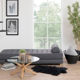 Heaven Circular Coffee Table with Smoked Glass Top and Oak Base - thumbnail 2