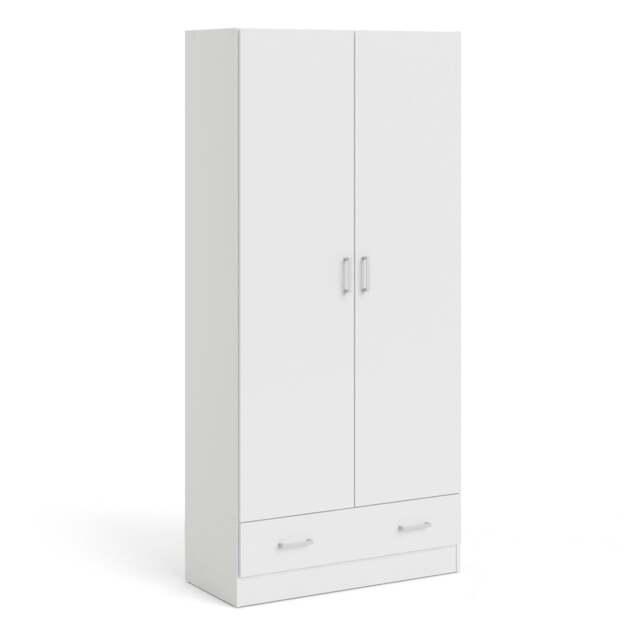 Space Wardrobe with 2 Doors + 1 Drawer in White 1750 - image 1
