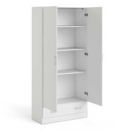 Space Wardrobe with 2 Doors + 1 Drawer in White 1750 - thumbnail 5