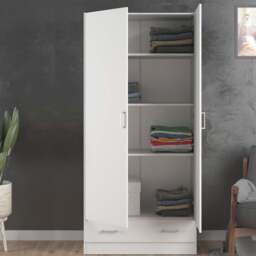 Space Wardrobe with 2 Doors + 1 Drawer in White 1750 - thumbnail 6