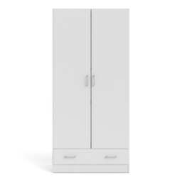 Space Wardrobe with 2 Doors + 1 Drawer in White 1750 - thumbnail 2
