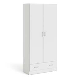 Space Wardrobe with 2 Doors + 1 Drawer in White 1750 - thumbnail 1