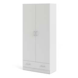 Space Wardrobe with 2 Doors + 1 Drawer in White 1750 - thumbnail 3