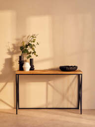 Leatherhead Console Table with Natural Parquet Top – Elegant Contemporary Hallway Table - thumbnail 3