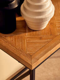 Leatherhead Console Table with Natural Parquet Top – Elegant Contemporary Hallway Table - thumbnail 1
