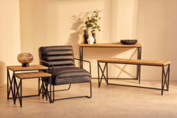 Leatherhead Console Table with Natural Parquet Top – Elegant Contemporary Hallway Table - thumbnail 5