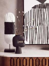 Sundown Painted White and Wall Abstract Hand Art Black - thumbnail 6
