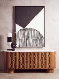 Sundown Painted White and Wall Abstract Hand Art Black - thumbnail 5