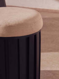 Forma Ridge Base Mango Wood Stool – Black Finish with Texture Fabric - thumbnail 1