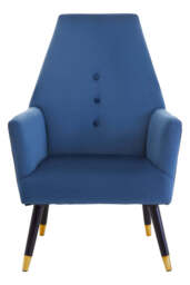 Linea Midnight Blue Velvet Button Detail Chair - thumbnail 1