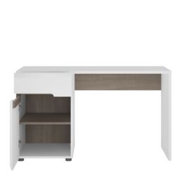 Chelsea White Dressing Table / Bedroom Desk with Truffle Oak Trim - thumbnail 2