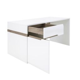 Chelsea White Dressing Table / Bedroom Desk with Truffle Oak Trim - thumbnail 6