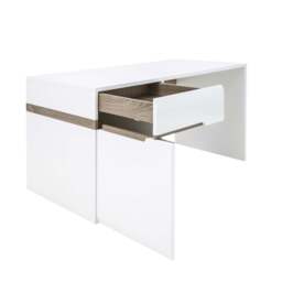 Chelsea White Dressing Table / Bedroom Desk with Truffle Oak Trim - thumbnail 3