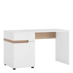Chelsea White Dressing Table / Bedroom Desk with Truffle Oak Trim