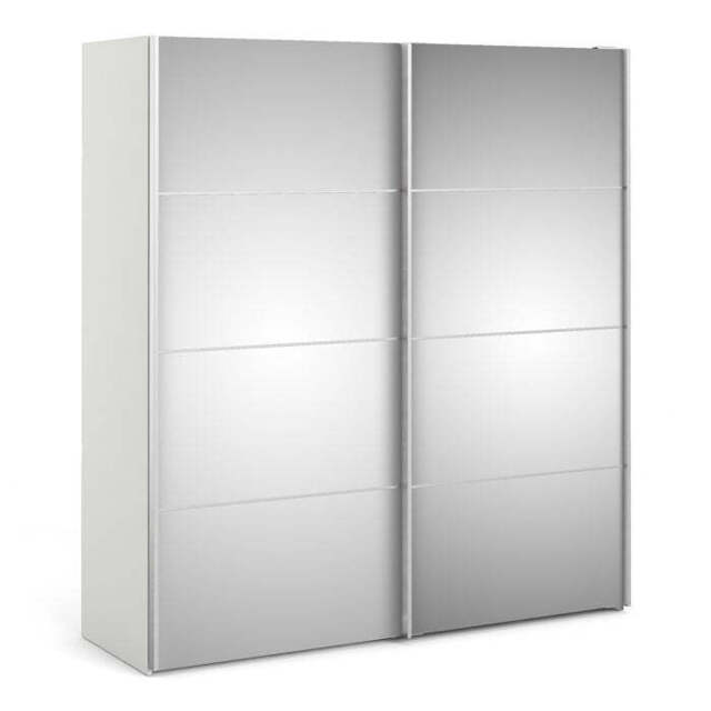 Verona Sliding Wardrobe 180cm – White with Full Mirror Doors & 2 Shelves - image 1