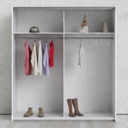 Verona Sliding Wardrobe 180cm – White with Full Mirror Doors & 2 Shelves - thumbnail 5