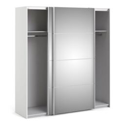 Verona Sliding Wardrobe 180cm – White with Full Mirror Doors & 2 Shelves - thumbnail 2