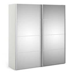 Verona Sliding Wardrobe 180cm – White with Full Mirror Doors & 2 Shelves - thumbnail 1