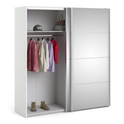 Verona Sliding Wardrobe 180cm – White with Full Mirror Doors & 2 Shelves - thumbnail 3