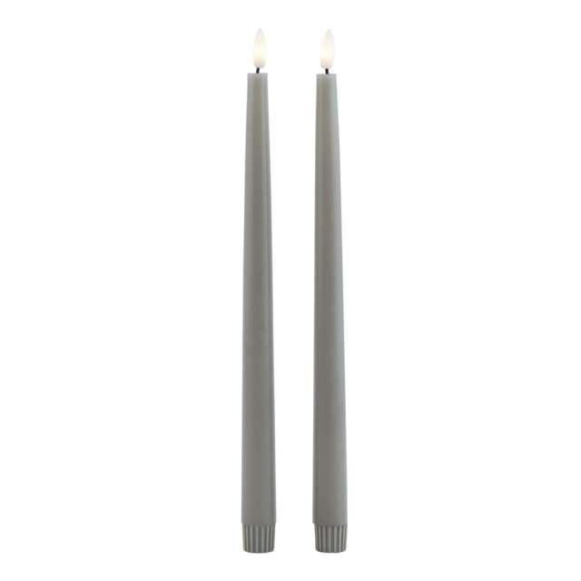 Modern Ambiance: Grey LED Wax Dinner Candles (Set of 2) - image 1