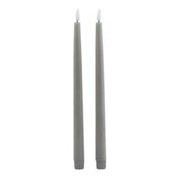Modern Ambiance: Grey LED Wax Dinner Candles (Set of 2) - thumbnail 2