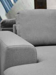 Gilded Chaise Sofa – Grey Fabric (3 Seat, Right) - thumbnail 2