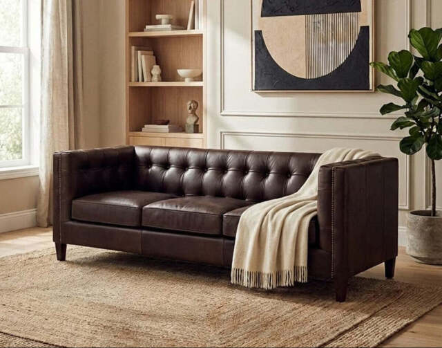 Riviera Leather Sofa – Tufted Back (Three Seater) - image 1