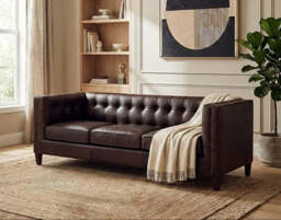 Riviera Leather Sofa – Tufted Back (Three Seater) - thumbnail 1