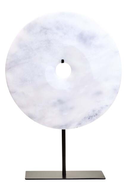 Round Calvion Large White Marble Dia Disc 30cm Sculpture - image 1