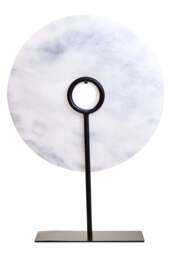 Round Calvion Large White Marble Dia Disc 30cm Sculpture - thumbnail 4